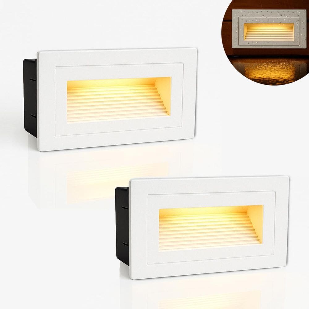 2 Balizador Led 3000K De Embutir Parede Externo Branco Zan42