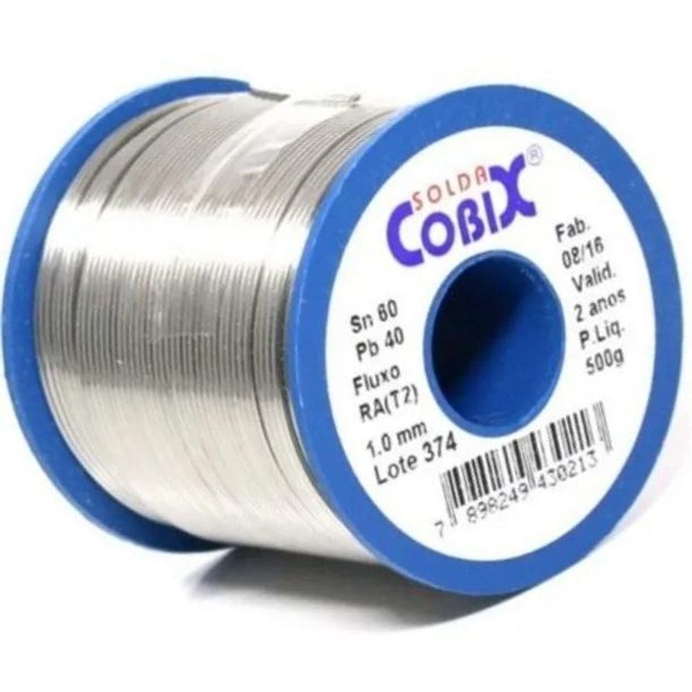Solda Estanho 60X40 1Mm Com Fluxo Ra  T2  Rolo 500G - Cobix