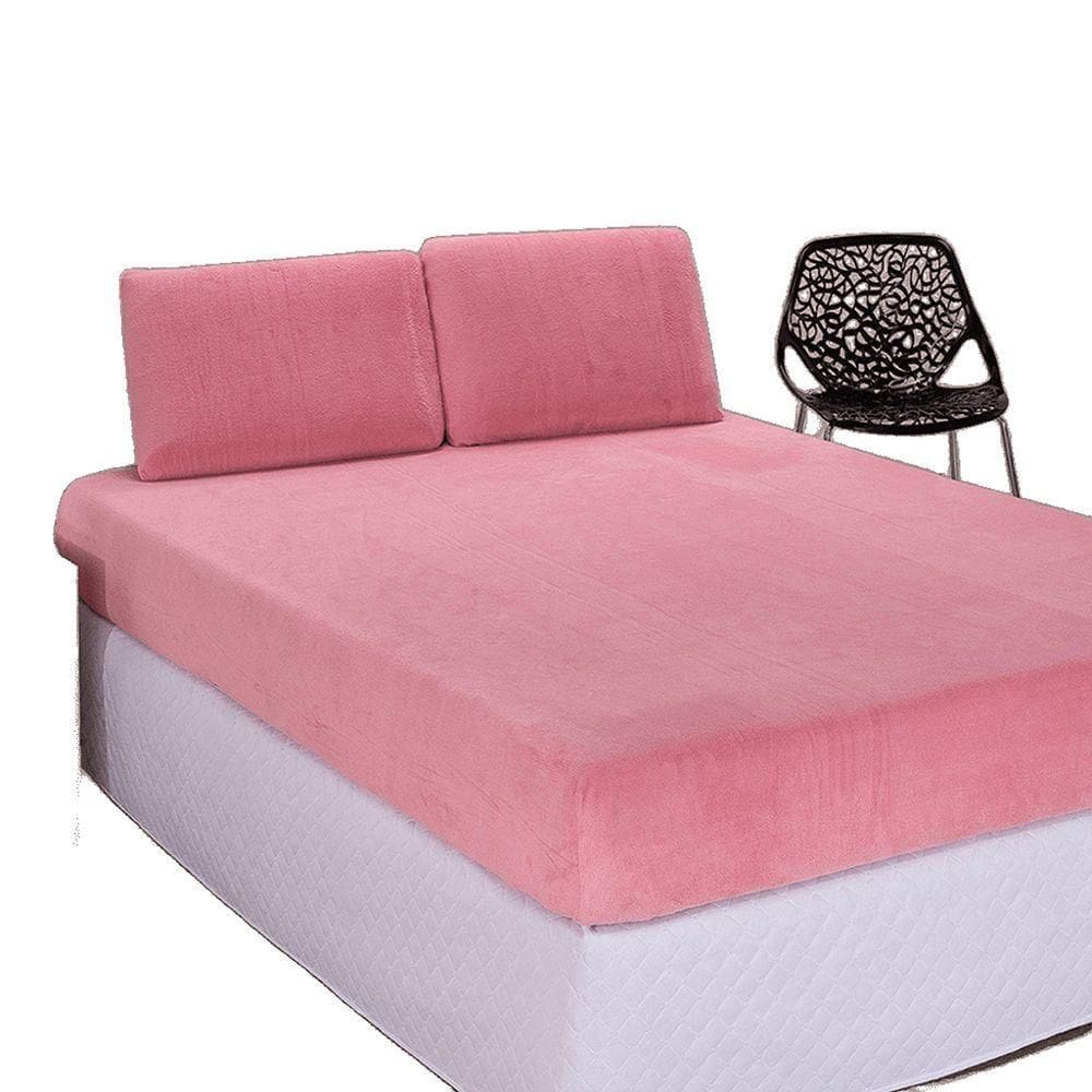 Jogo De Lençol Queen Em Manta Plush 3 Peças - Rosa - 100% Poliéster
