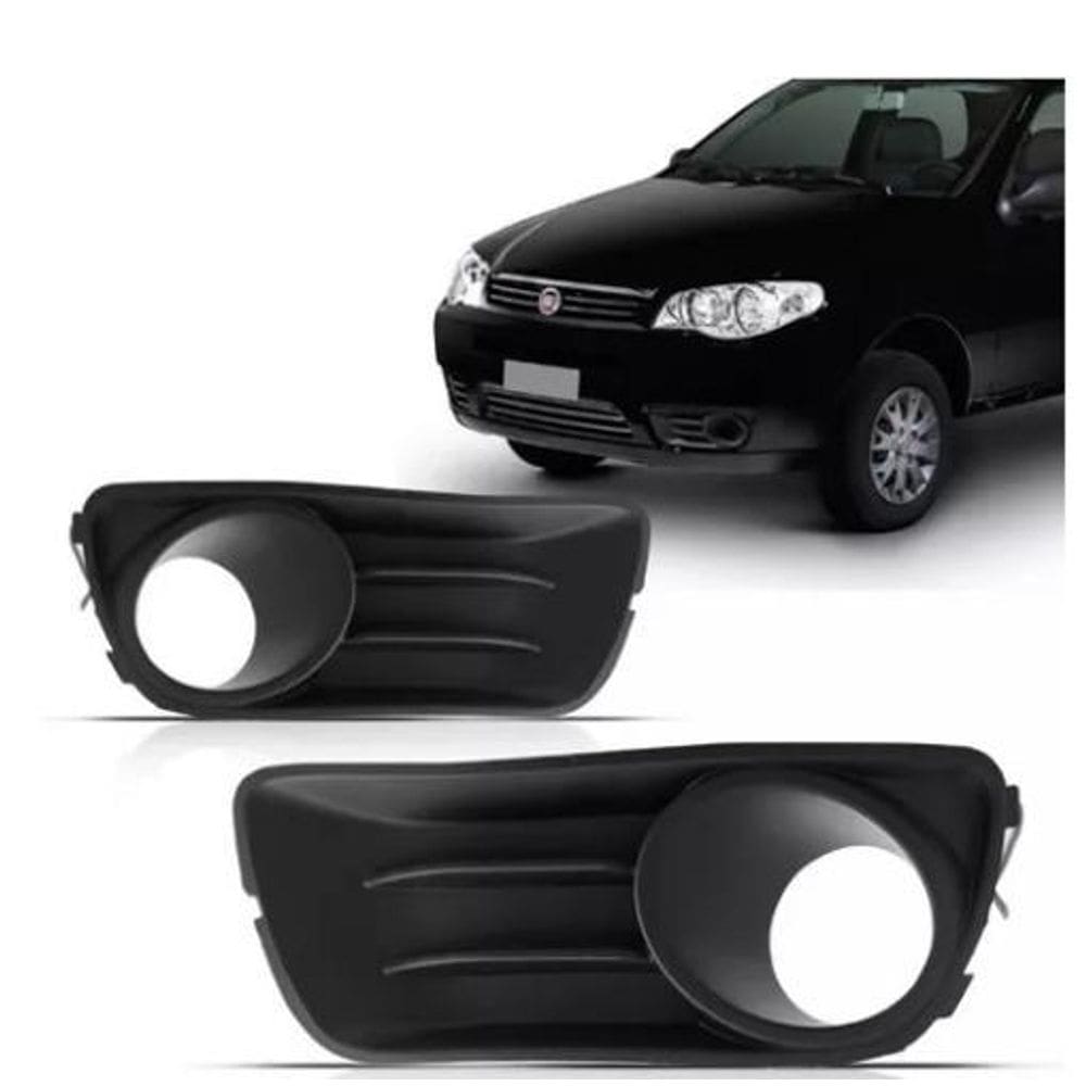 Par Moldura Grade Farol Milha Palio Fire 2011 A 2016 Cinza