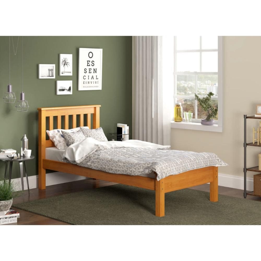 Cama de Solteiro Amendoa Acetinado Madeira Maciça Piratini