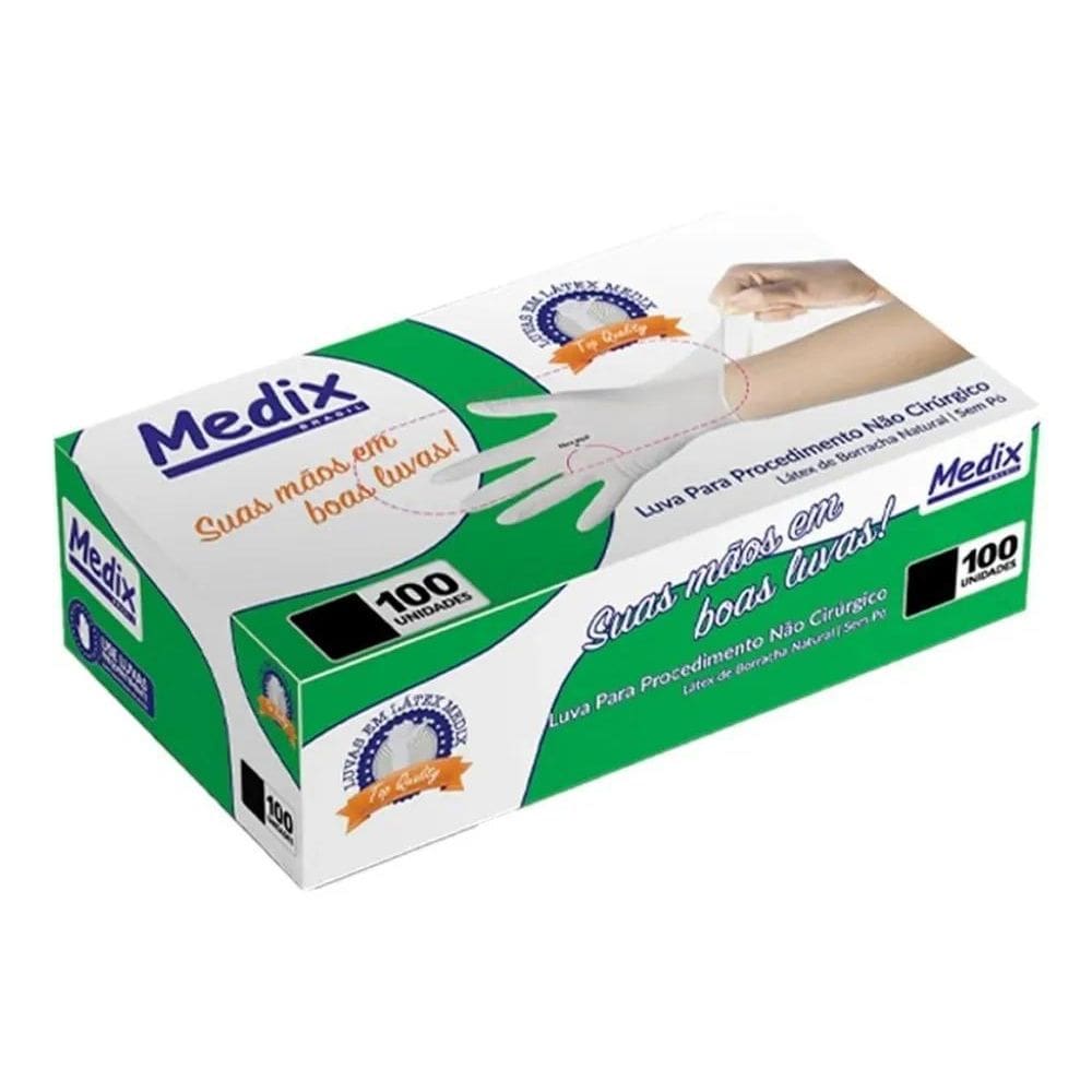 2X Luva Latex Sem Pó Com 100 Unidades Medix
