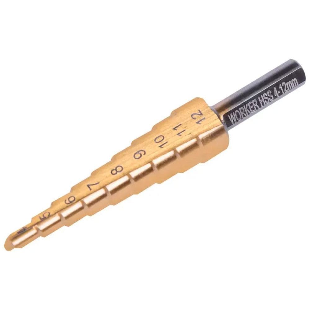 Broca Escalonada 4 A 12Mm Aço Hss E Titânio 981672 Worker
