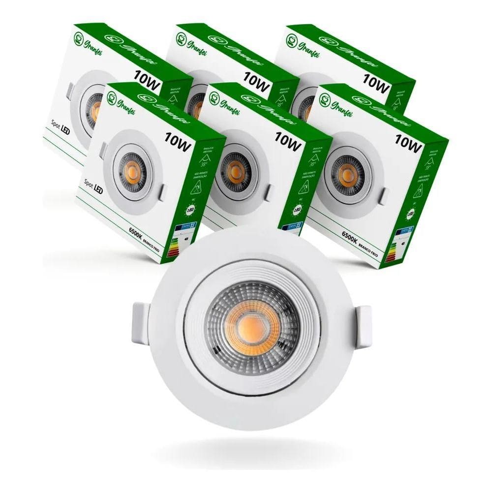 2X Kit 10 Luminária Teto Spot Led 10W Direcionável Bivolt