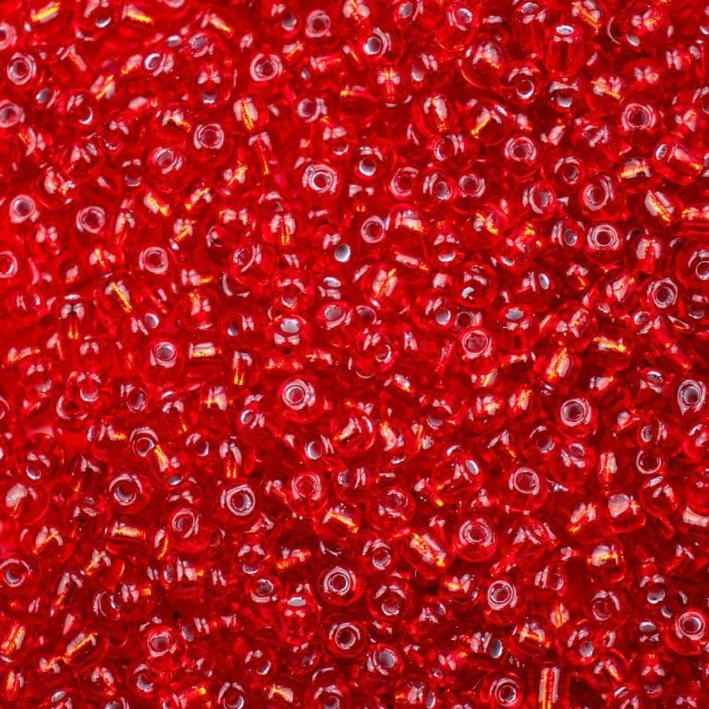Miçanga Vidro Vermelho Cristal Transparente 3,6Mm 100G Guia
