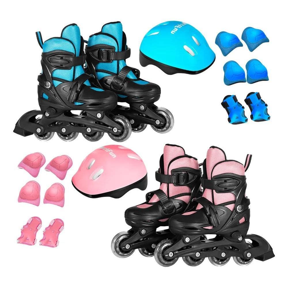 2X Patins Roller Ajustável Infantil Com Kit Proteção Complet