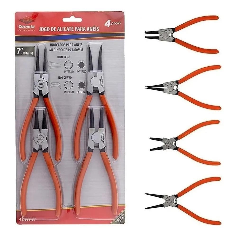 Alicate Extrator De Anéis Kit Alicates Bico Curvo E Reto Cor