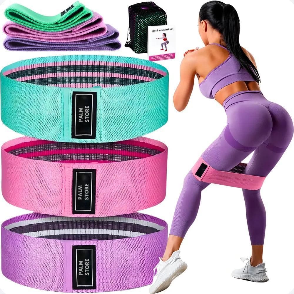 2X Kit 3 Faixa Elastica Palm Store Hip Mini Band Treino Exer