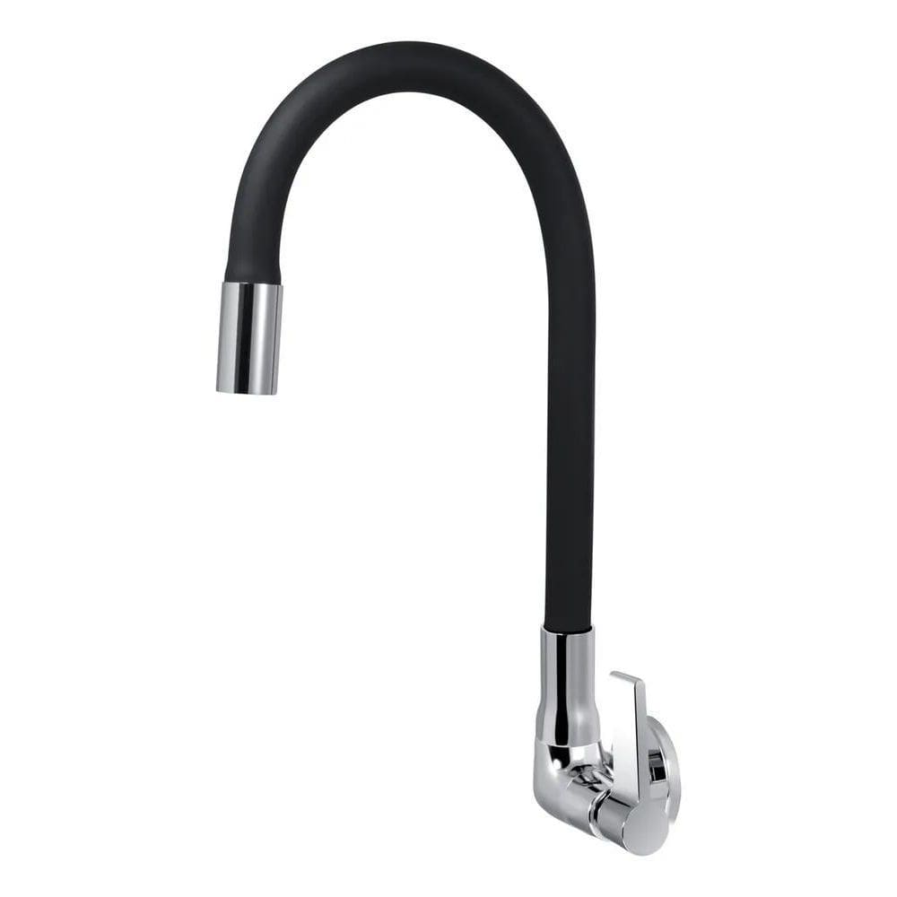 2X Torneira Cozinha Gourmet Parede Tubo Flexível Preto 1/4 D
