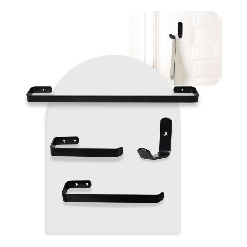 2X Kit Acessórios Para Banheiro Preto Fosco 4 Peças
