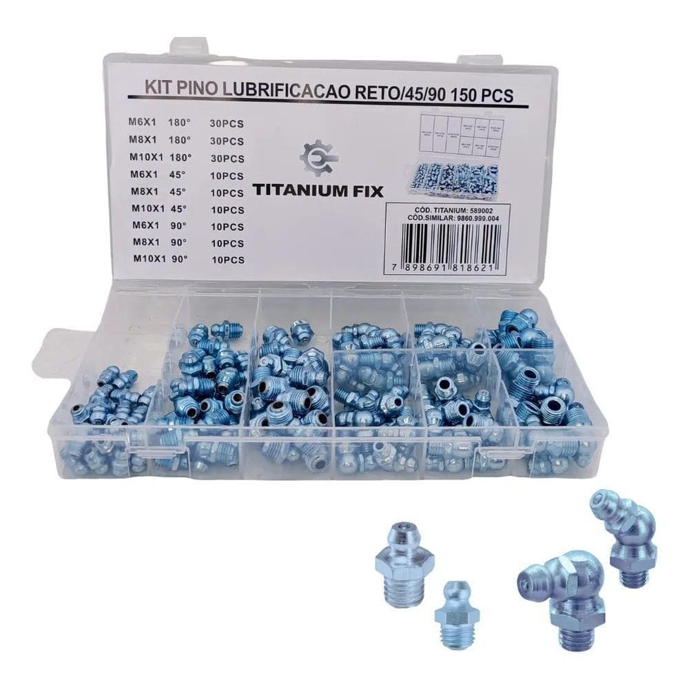 2X Kit 150 Uni Pino Bico Graxeiro Graxa Lubrificacao Reto/45