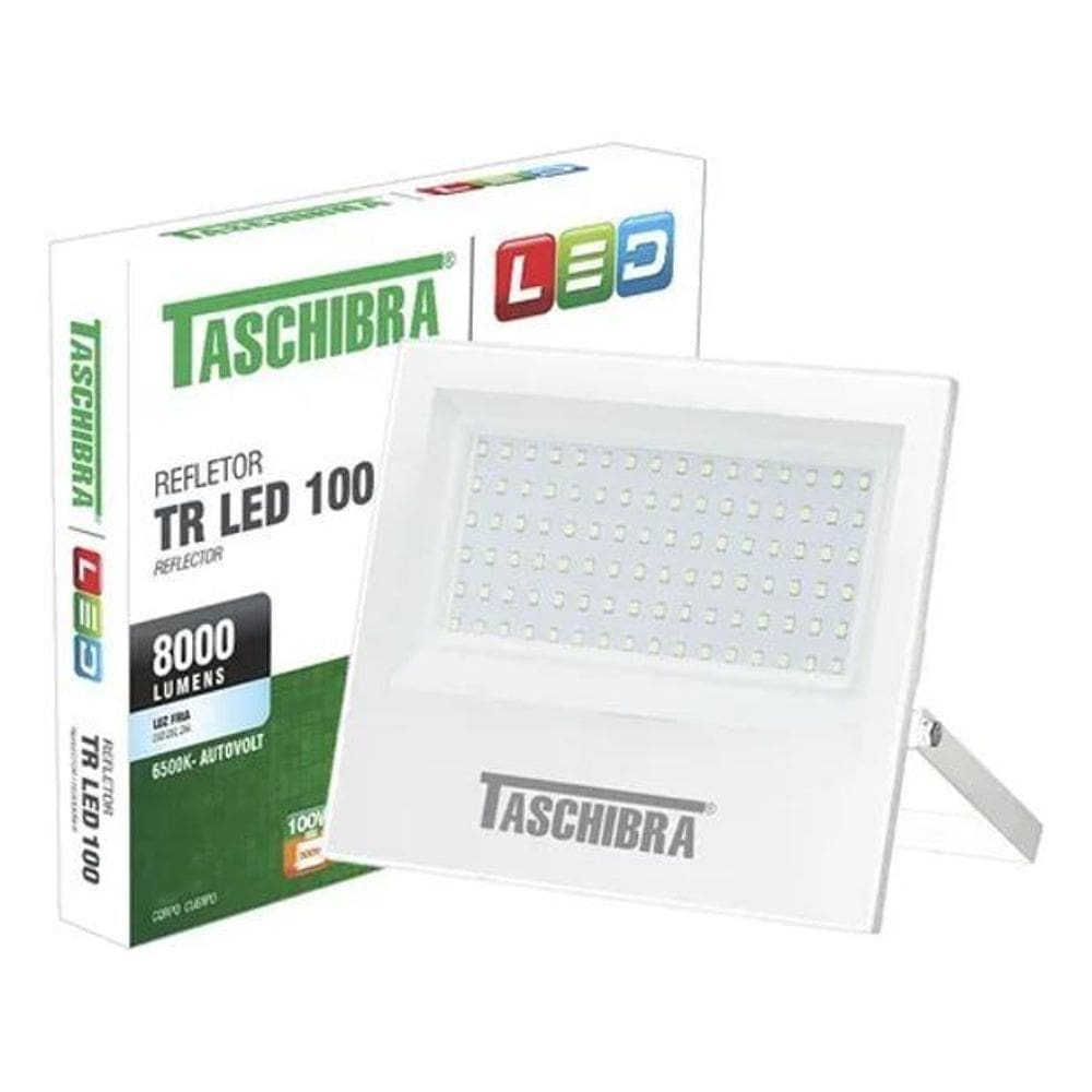 2X Refletor Holofote Led 100W 6500K Carcaça Br Taschibra