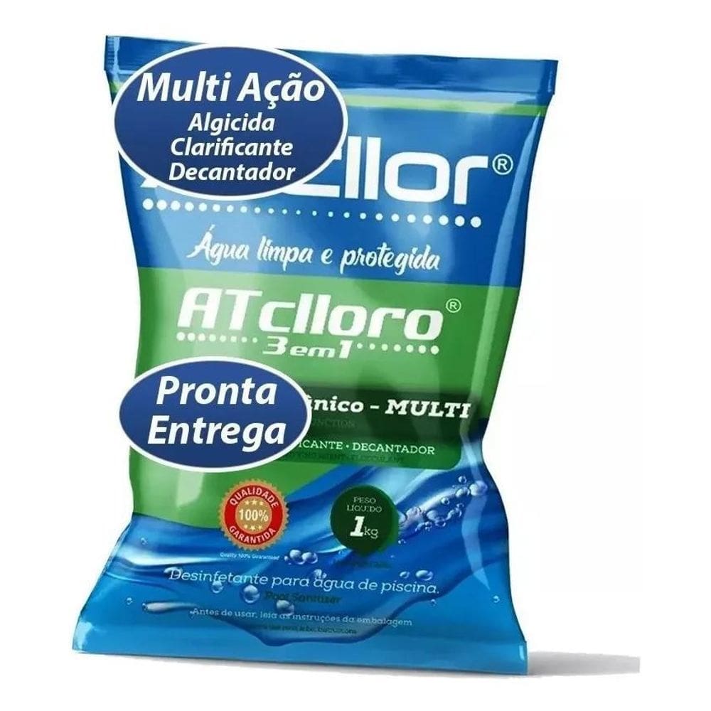 2X Atcllor Limper 1Kg Multi Ação 3 Em 1 Cloro Para Piscinas