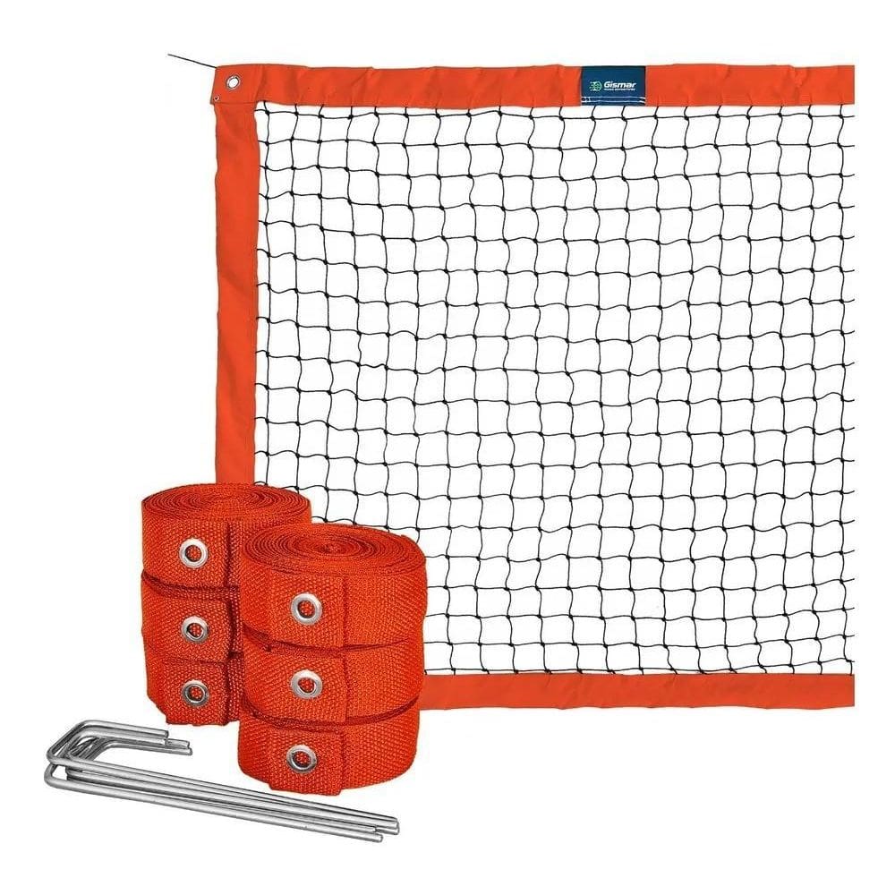 2X Kit Beach Tennis Laranja - Rede Oficial + Fita De Marcaçã