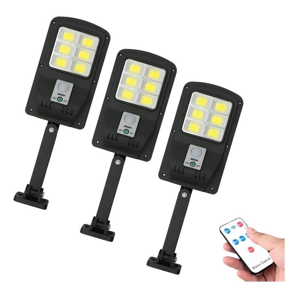 Kit 3 Luz Led Solar Iluminação Potente Holofote Fotocelula