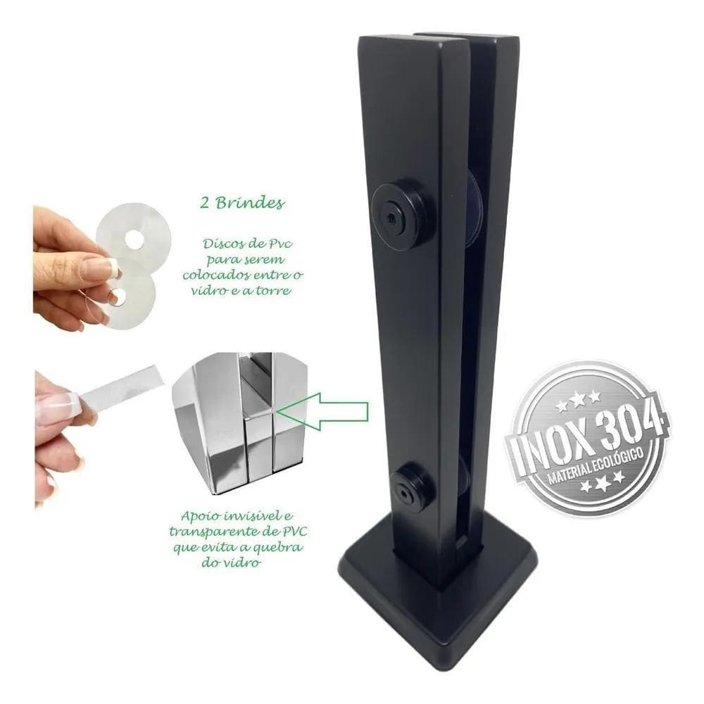 2X Coluna Torre Puxadores 40 Cm Preto Fosco 2 Furos Guarda C