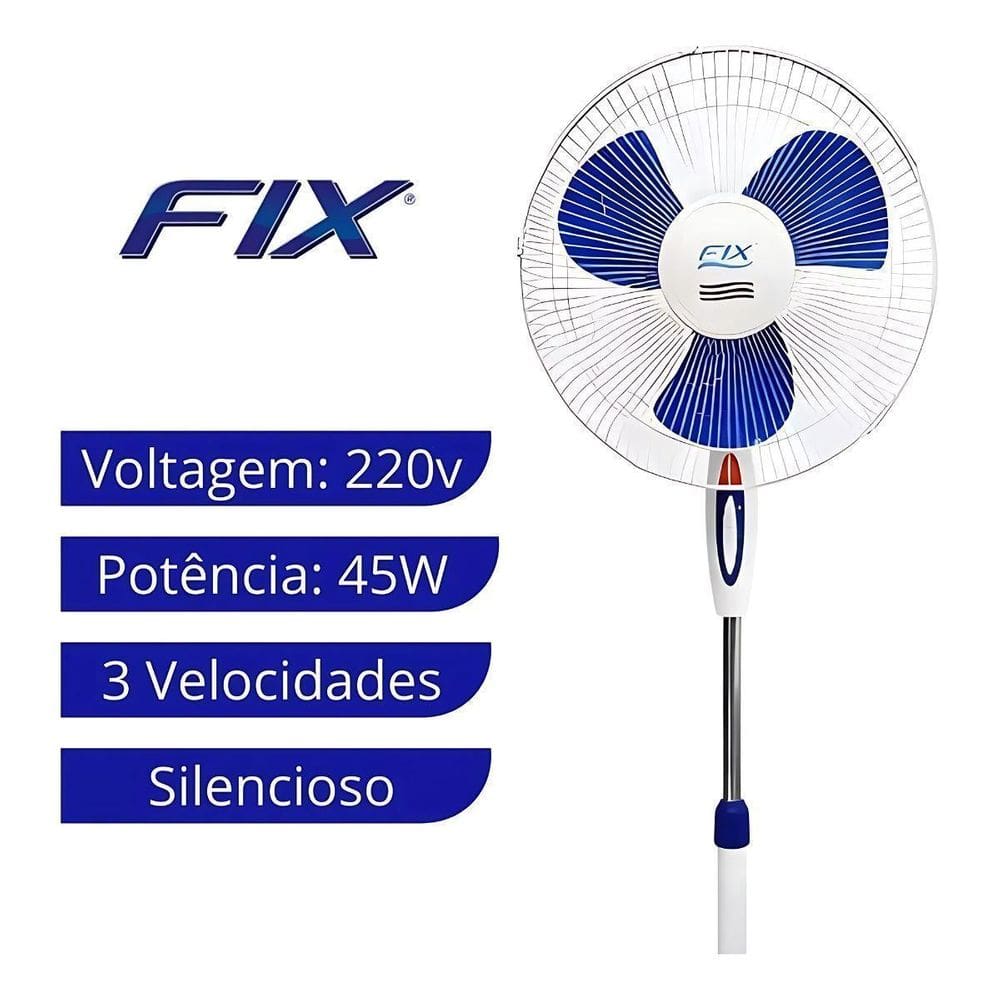 Ventilador De Coluna Pedestal Branco 45W 40Cm Fix - 220V