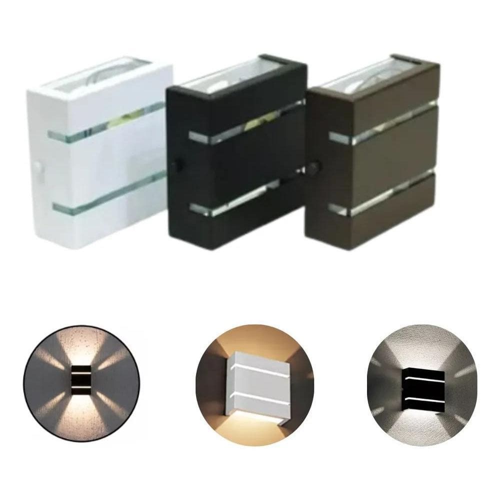 2X Kit 3 Arandela Luminária Slim Externa Interna 2 Friso Mod