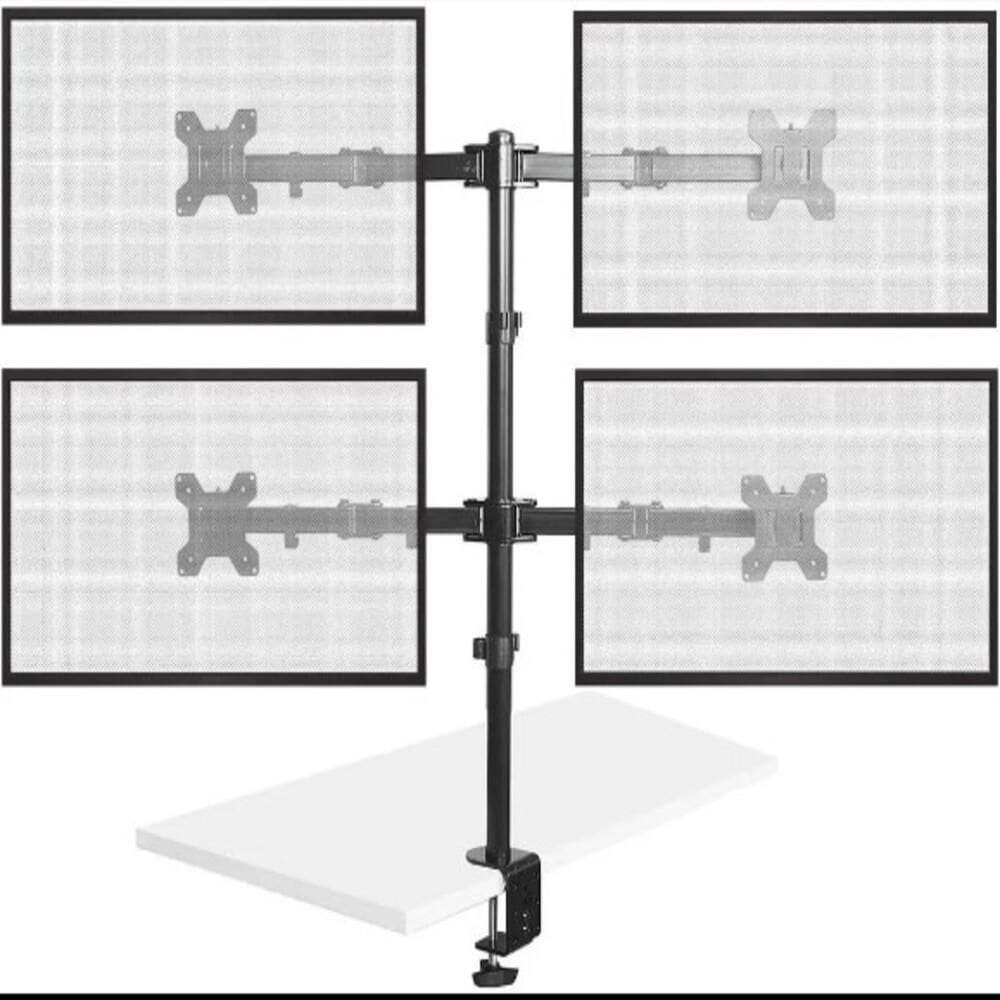 Suporte 4 Monitores Articulado Gamer Braço Mesa Bancada Estudio Podcast Completo Ajustavel