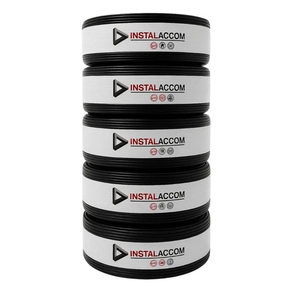 2X Fio Preto 2,5Mm Cabo Flexível Rolo Com 100 Metros Elétric