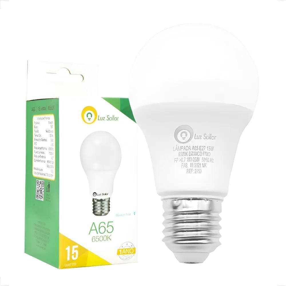 2X Lampada Led 15W Bulbo E27 Branco Frio 6500K Luz Sollar Bf
