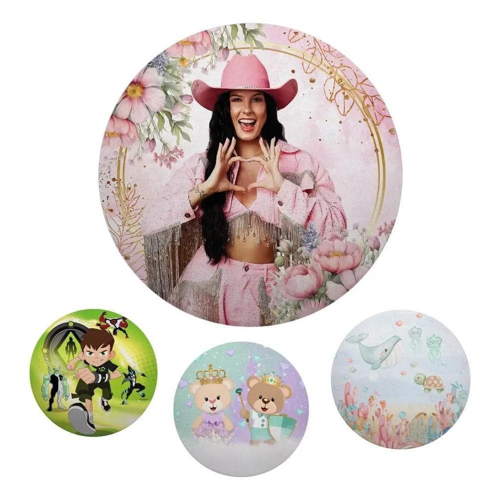 2X Painel De Festa Redondo Tecido 1,50 Vários Modelos