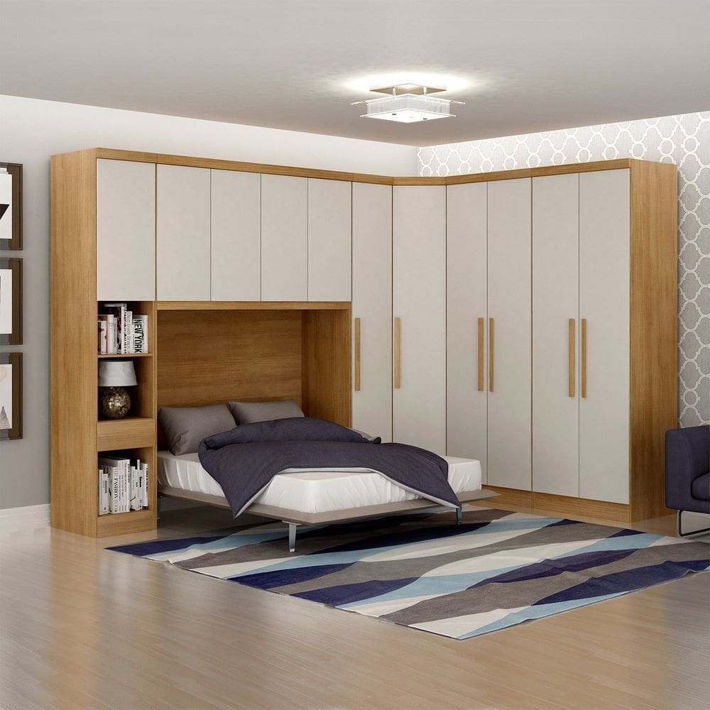 Guarda-roupa Casal 11 Portas 6 Peças Modulado Cairo Cumaru/Cinza