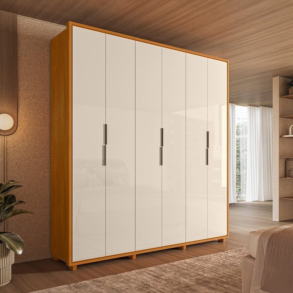 Guarda-roupa 100% Mdf 6 Portas Matisse Domitorios Cinamomo/Off White