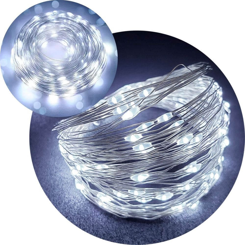 Pisca Cordão De Natal 400 Lâmpadas LEDs Branco 50M 110-220v