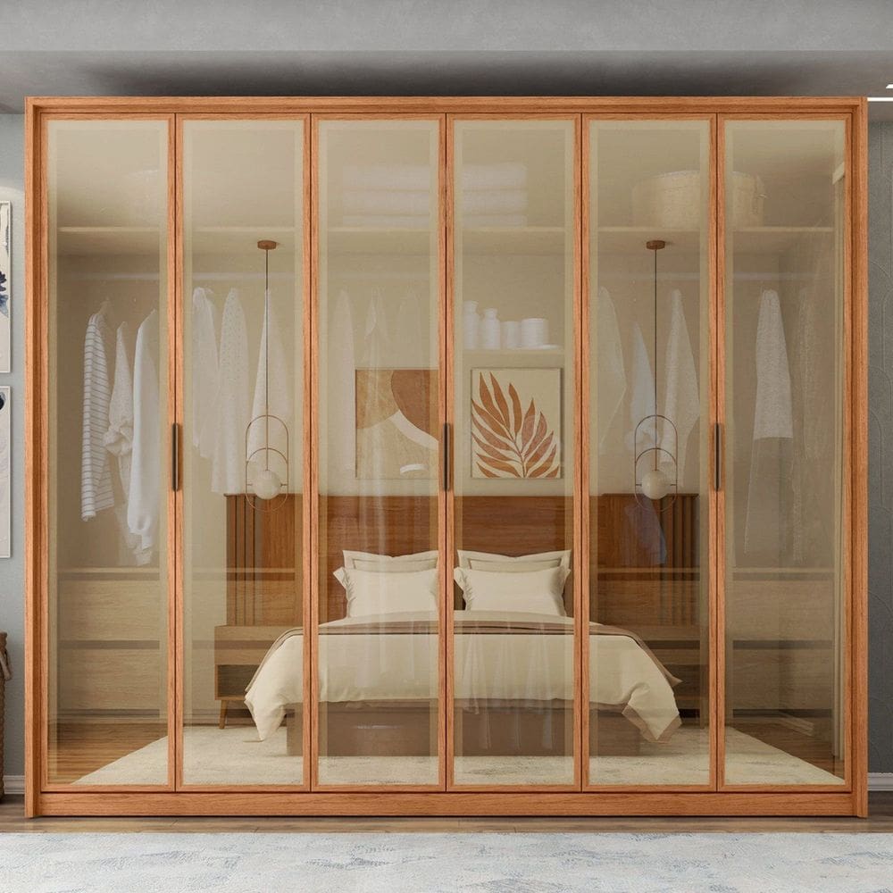 Guarda-roupa Casal 6 Portas 4 Gavetas Reflecta 100% Mdf Suburban Gold Espresso Móveis Freijó