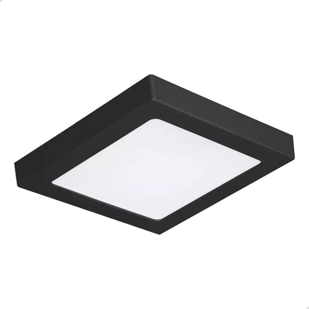 Plafon Quadrado LED 25w Preto Branco Frio 6500k