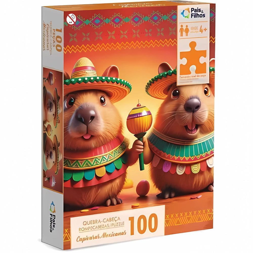 Quebra-Cabeça Divertido Capivaras Mexicanas 100 Peças - Pais & filhos