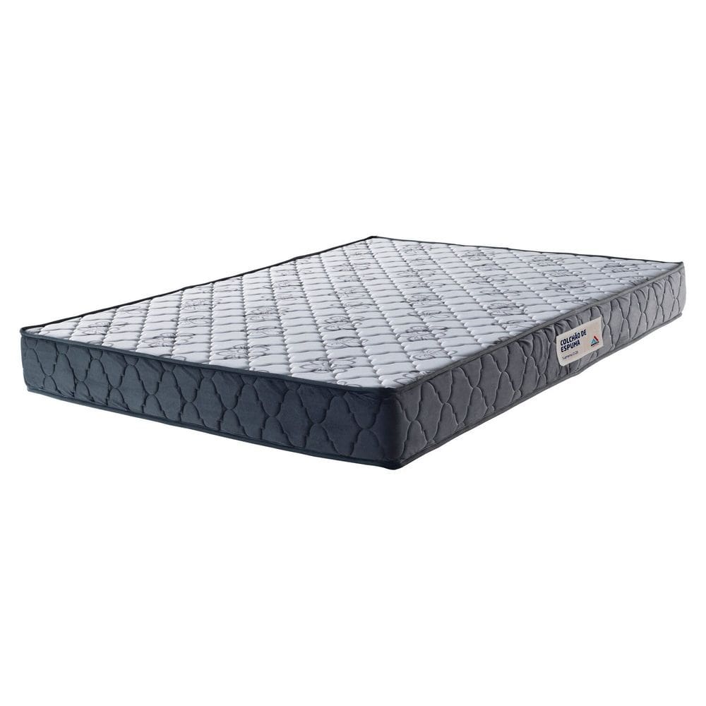 Colchão de Casal Espuma D-28 100% Poliéster 138cm X 23 Supremo Cinza Claro / Branco