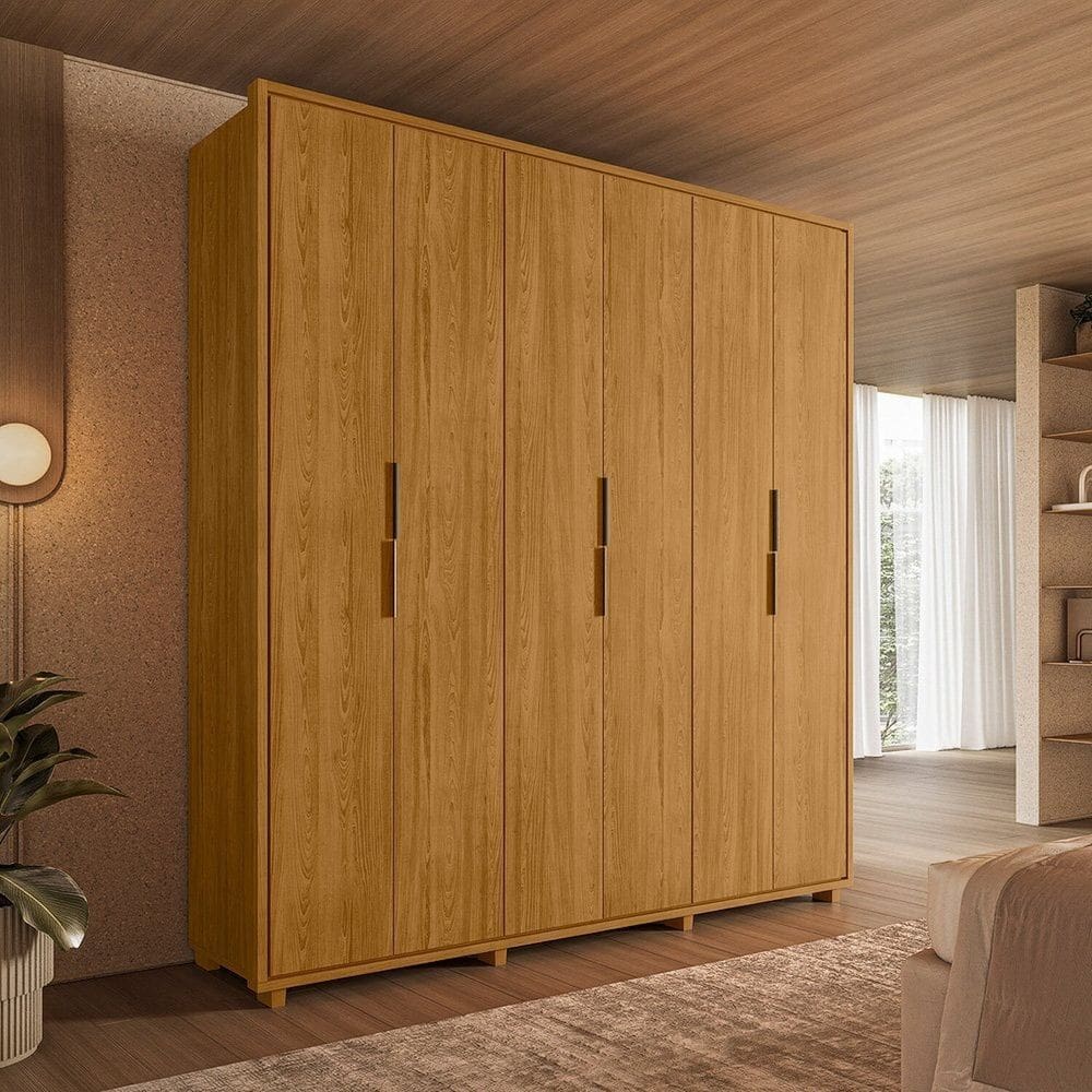 Guarda-roupa 100% Mdf 6 Portas Matisse Domitorios Cumaru