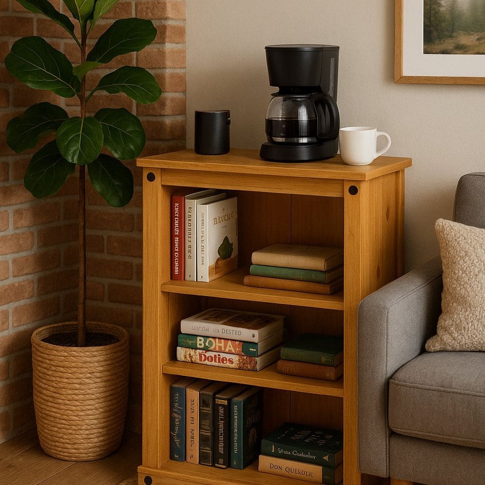 Estante Baixa com 2 Prateleiras Madeira Maciça Livia Cera