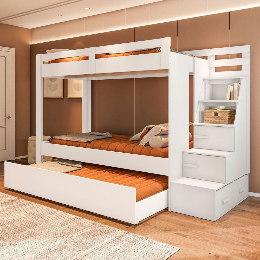 Beliche Adulto com Cama Auxiliar 2 Portas e 4 Nichos Moon Yescasa Branco