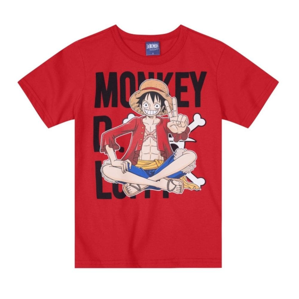 Camiseta One Piece Luffy Menino Infantil Vermelho - Brandili