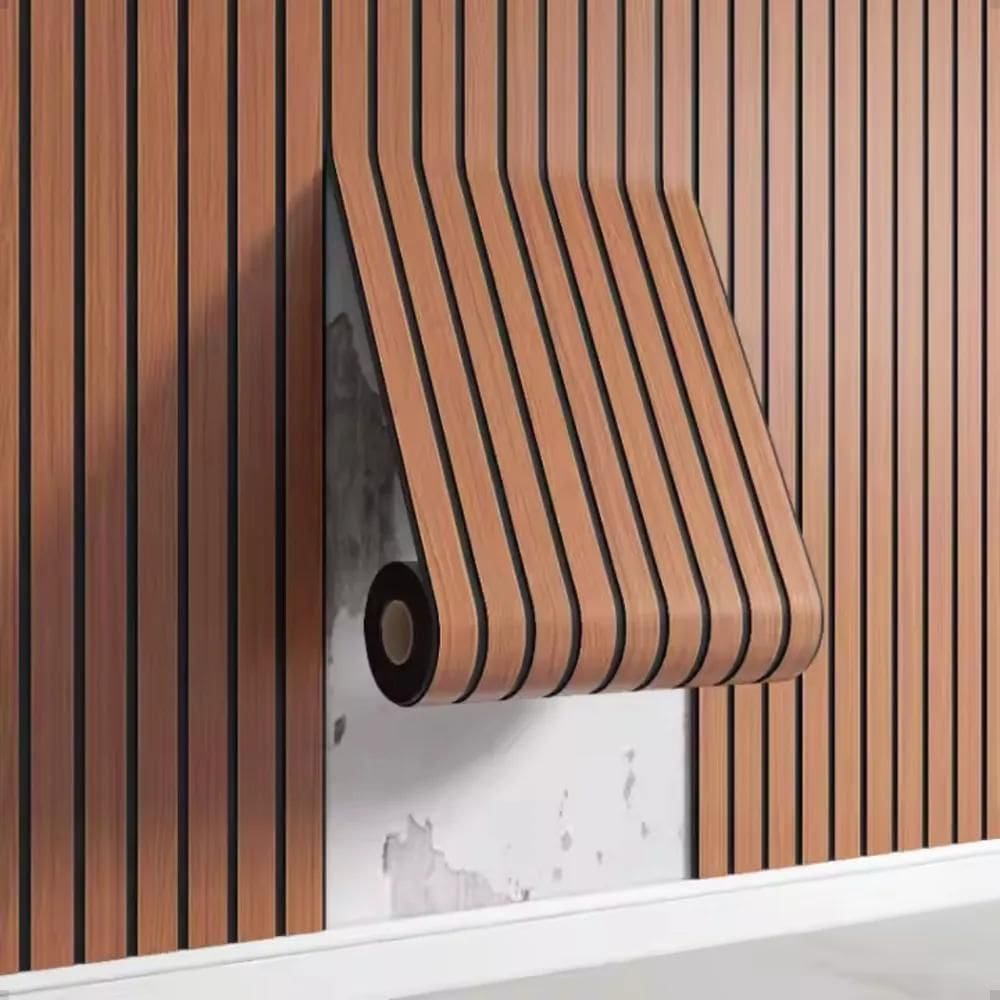 Papel De Parede Madeira Adesivo Ripado 10 Metros Lavável 3D