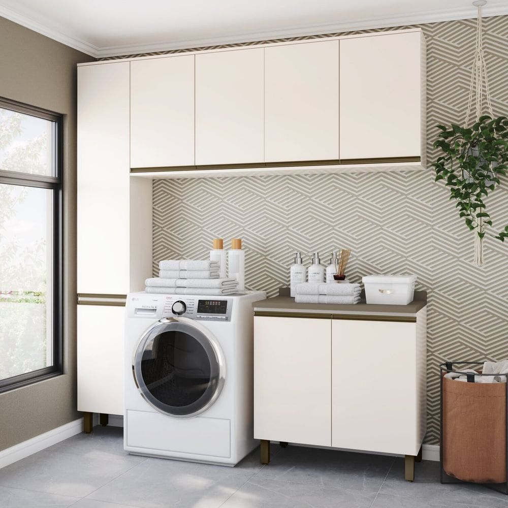 Lavanderia Modulada 4 Peças com Tampo Connect Off White