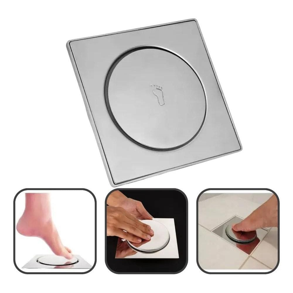 2X Ralo Inteligente Click Pop Up 10X10 Inox Oculto Invisivel