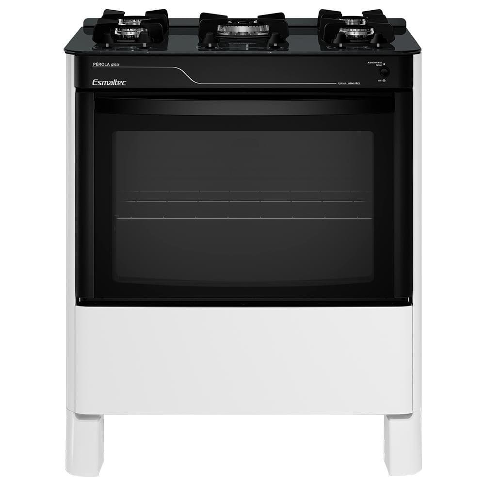 Fogão a Gás Mesa de Vidro Limpa Fácil e Acendimento Automático Esmaltec Pérola Glass 5 Bocas Branco