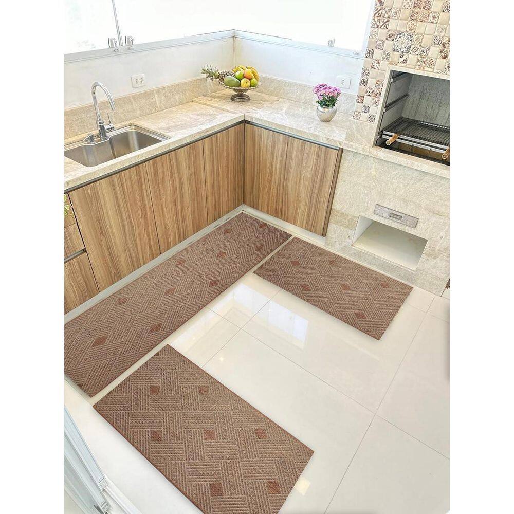 Kit 3 Peças Ps Jogo Tapete Cozinha Largo 0,66 Antiderrapante