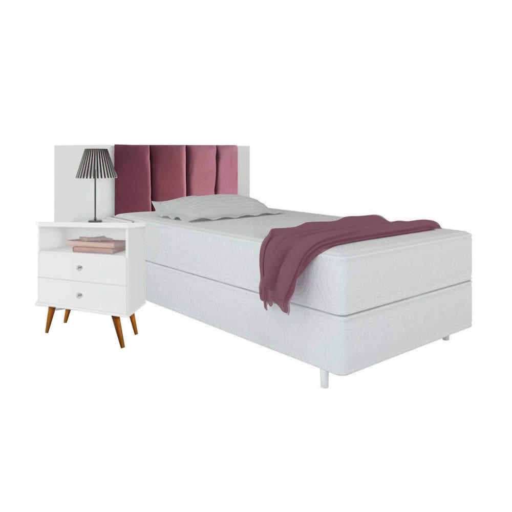 Cabeceira De Cama Box Milão 0,90 Suede Rosa