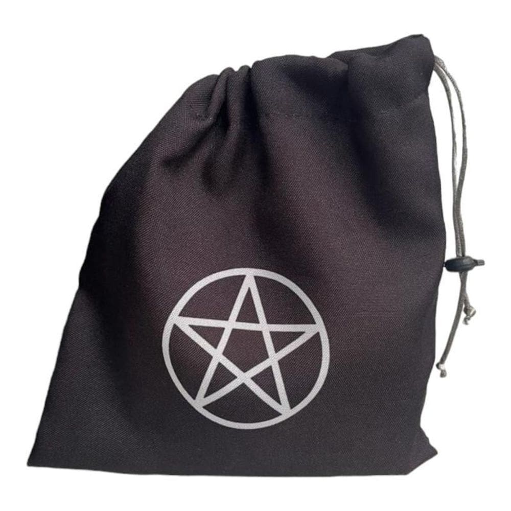 Estojo Tecido Pentagrama Preto e Prata Para Baralho 20x19cm