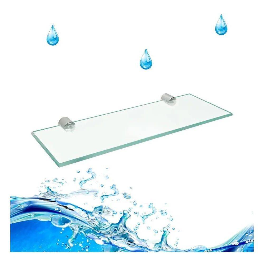 2X Prateleira Porta Shampoo Banheiro Parede Vidro Incolor Lu