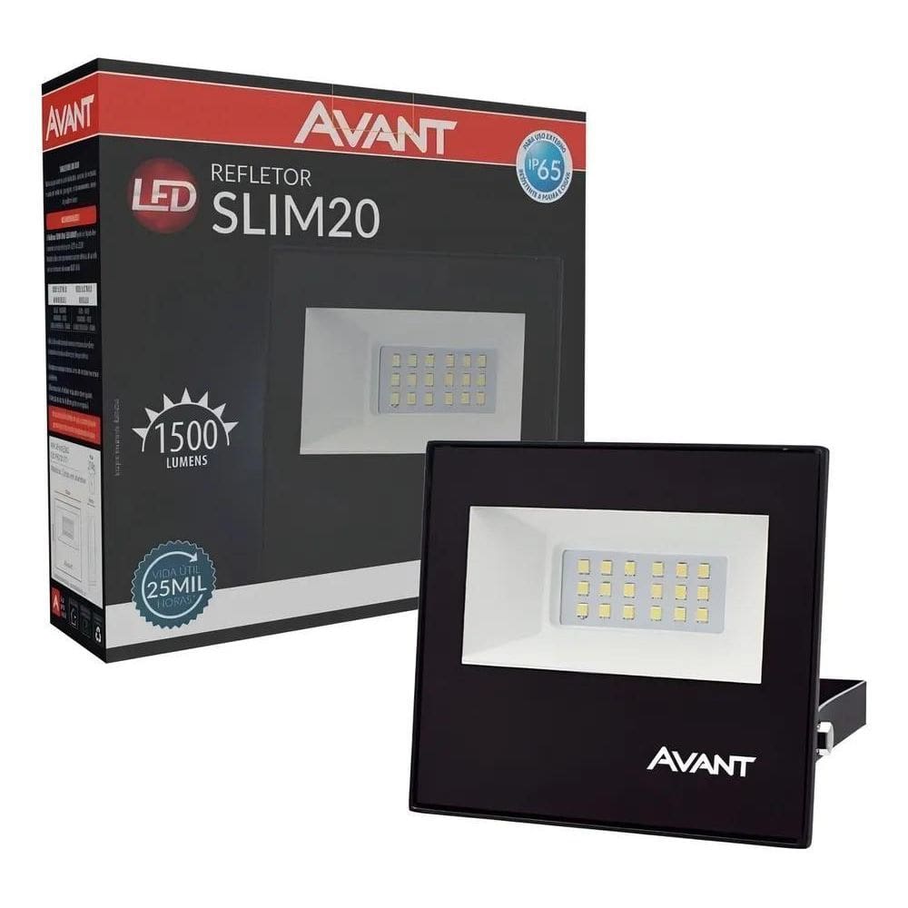 2X Refletor Led Avant Área Externa 20W 6500K Luz Branca Ip65