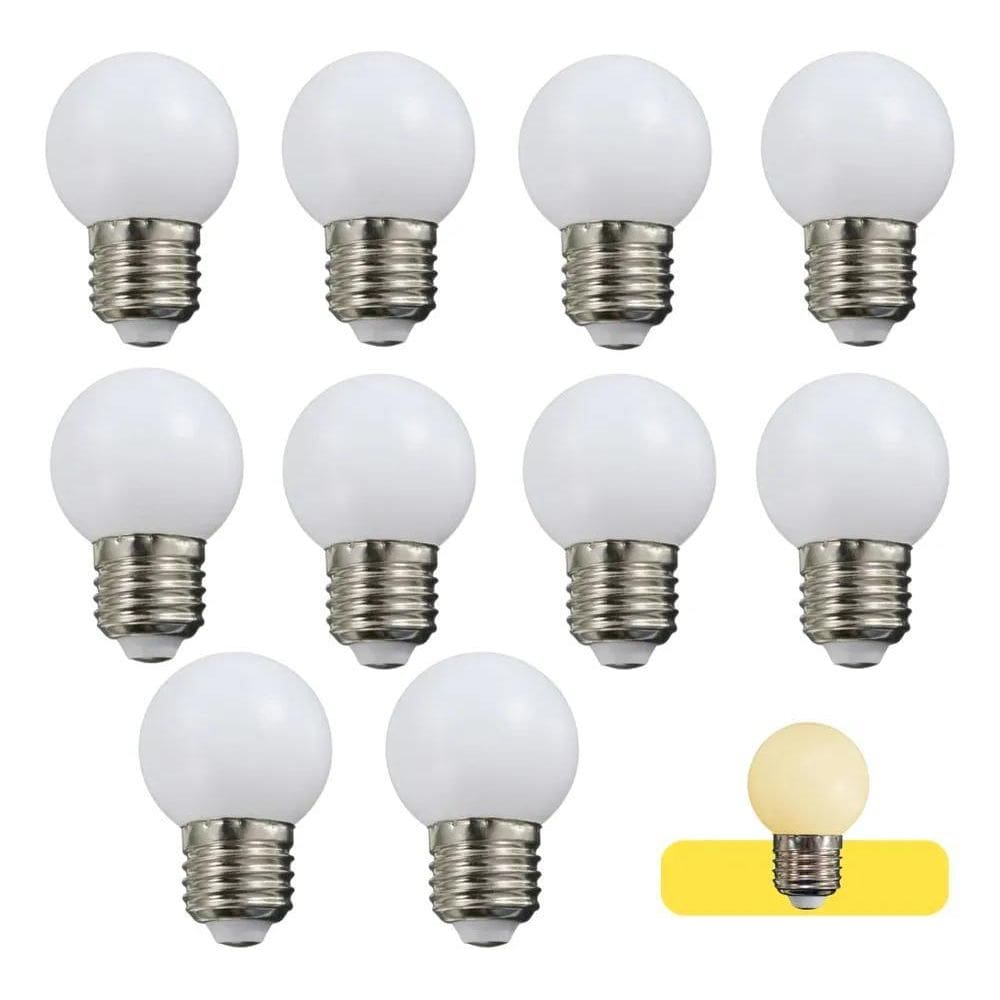2X Kit 10 Lâmpada Led Bolinha 3W E27 G45 Varal Espelho Camar