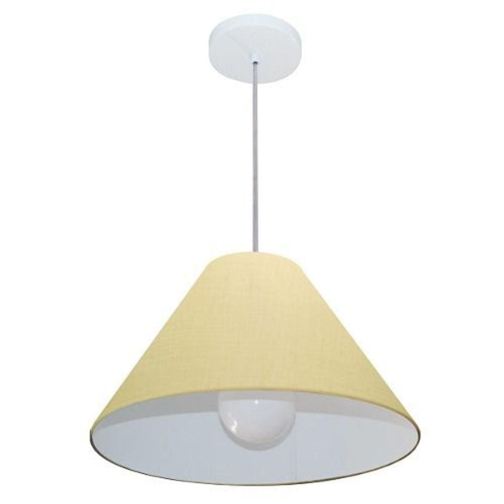Lustre Pendente Cone Vivare Md-4078 Cúpula Em Tecido 25/40x15cm - Bivolt Algodão-crú 127/220v