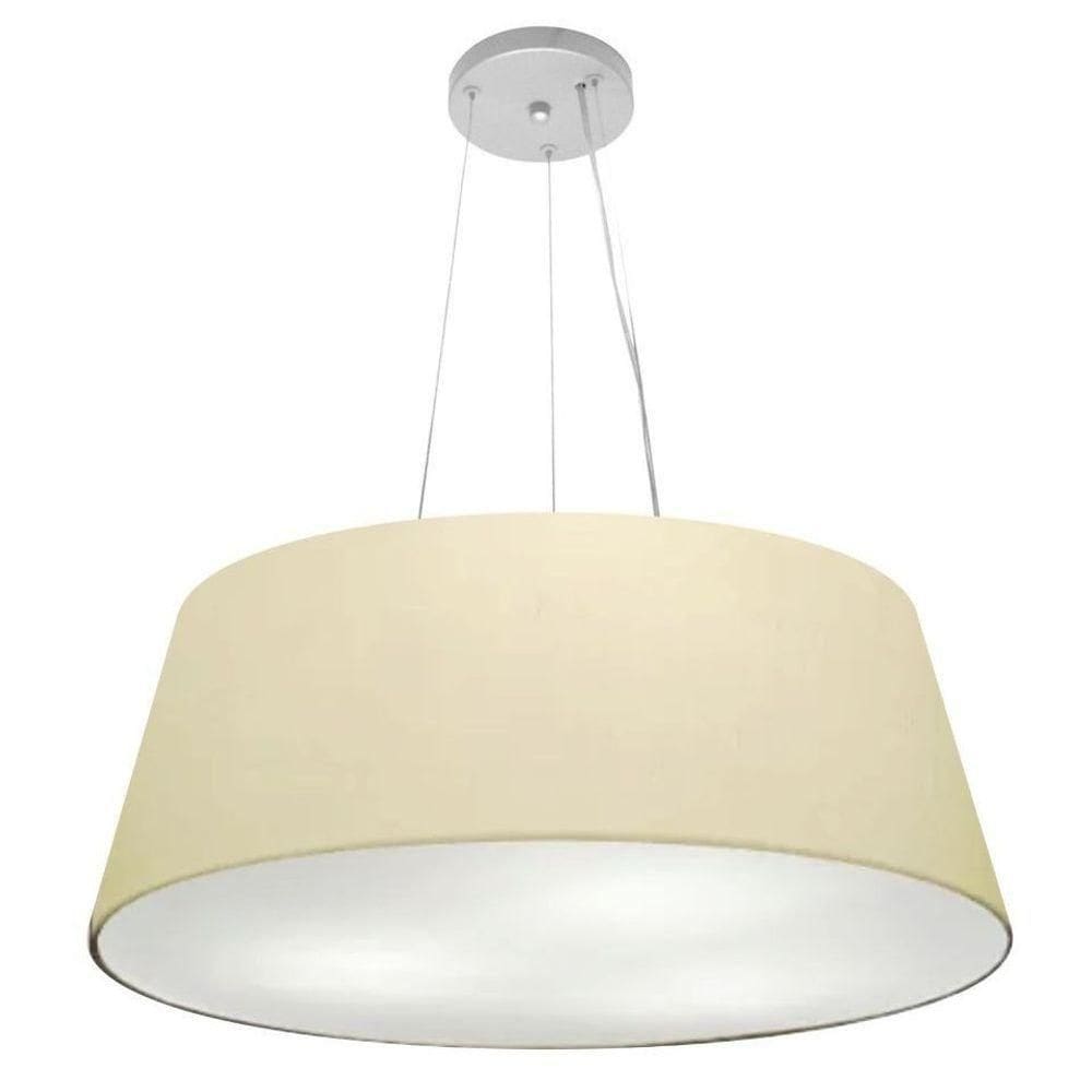 Lustre Pendente Cone Vivare Md-4072 Cúpula Em Tecido 30/80x65cm - Bivolt Algodão-crú 127/220v