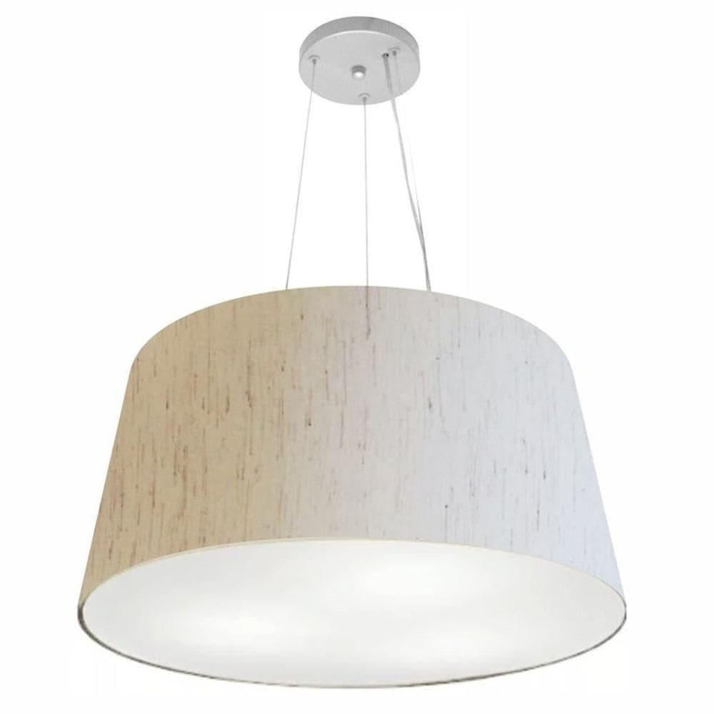 Lustre Pendente Cone Md-4063 Cúpula Em Tecido 30/60x50cm Linho Bege - Bivolt